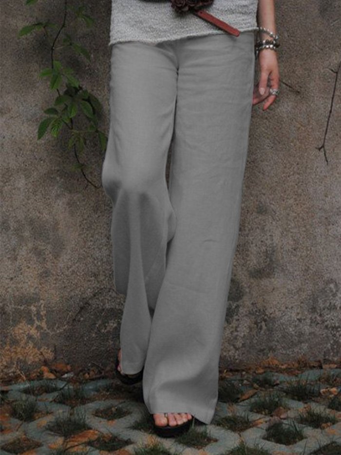 Casual Cotton Solid Pants