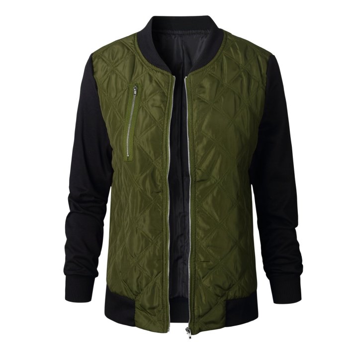 Stand Collar Patchwork Casual Jacket