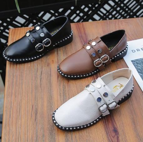 Brown Spring/Fall PU Chunky Heel Daily Adjustable Buckle Loafers