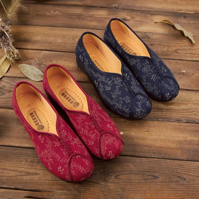 Women Fabric Flats Plus Size Casual Comfort Slip On Shoes