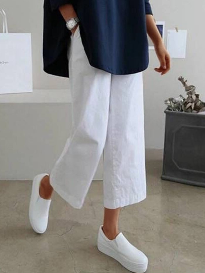 Plus Size Women Plain Casual Pants