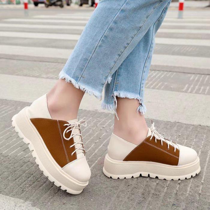 Brown All Season Casual PU Lace-up Oxfords