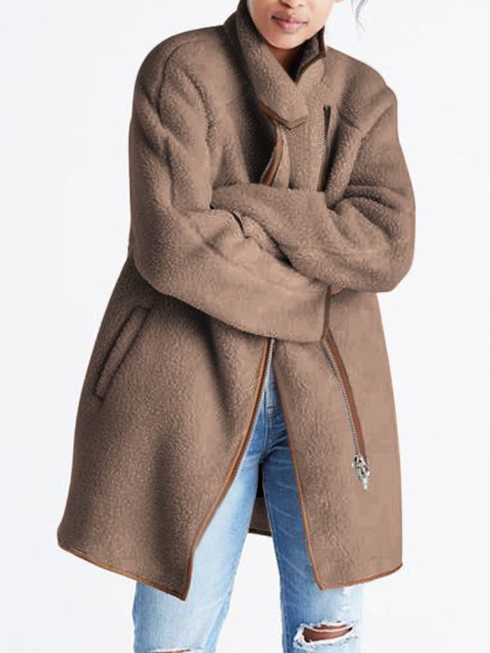 Solid Wool Blend Outdoor Coats