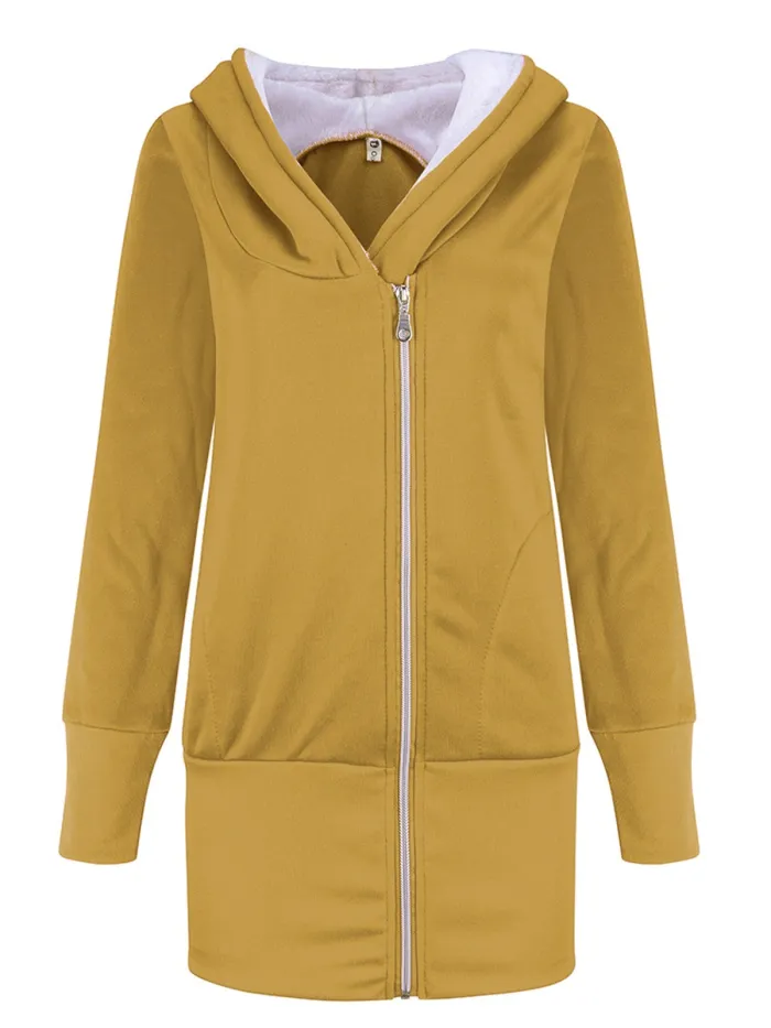 Winter Casual Holiday Zipper Cotton Hoodie Outerwear