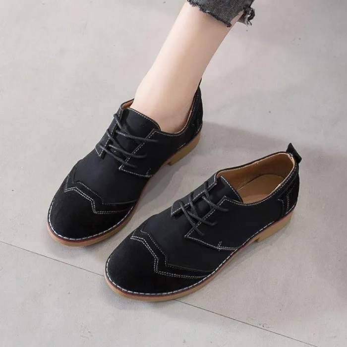 Women Artificial Leather Panel Casual Low Heel Flats