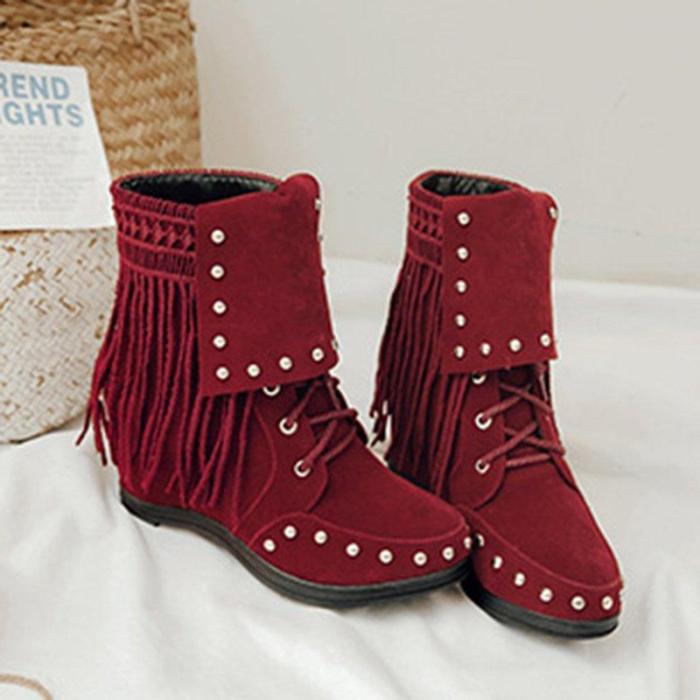 Women Vintage Booties Casual Plus Size Slip On Shoes