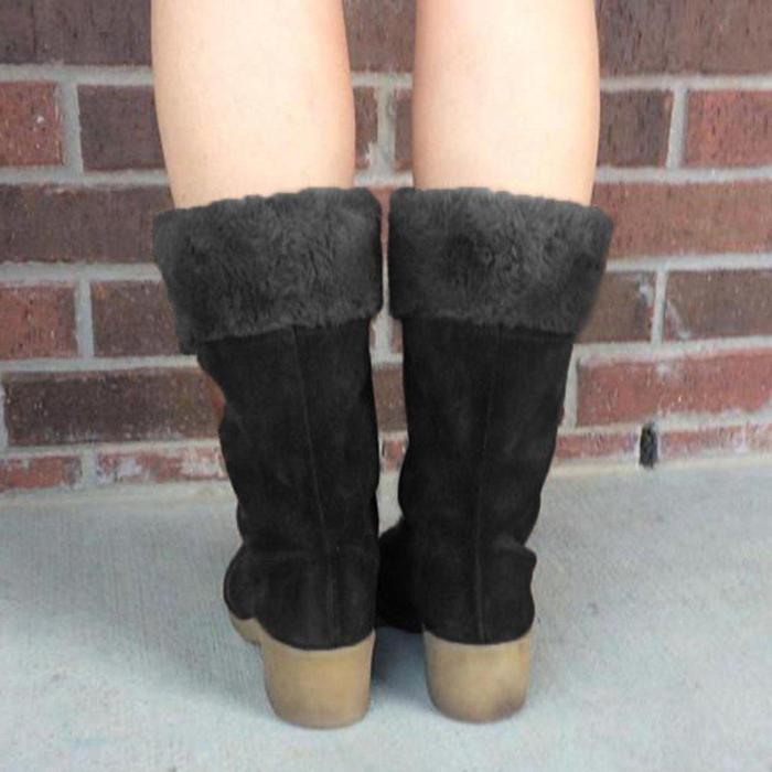 Women Daily Vintage Fur Boots Artificial Leather Winter Booties