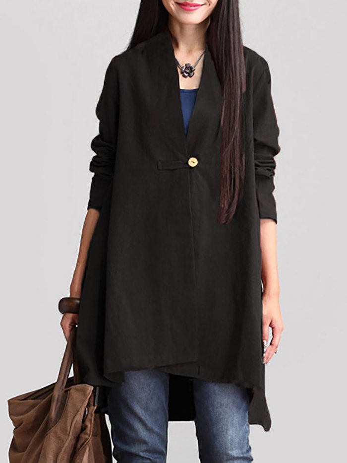 Buttoned Solid Cotton Ponchos & Cape