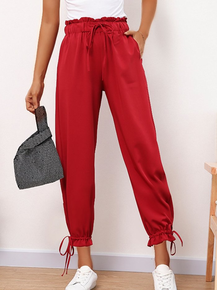 Plus Size Women Plain Casual Bloom Pants