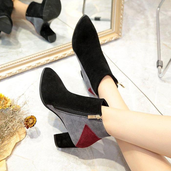 Nude Date Faux Suede Applique High Heel Boot