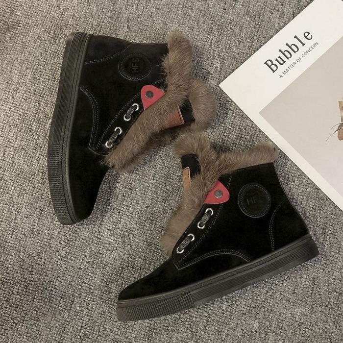 Vintage Round Toe Platform Winter Suede Daily Boots