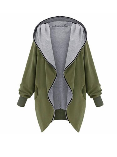 Women Solid Warm Zip Casual Coat