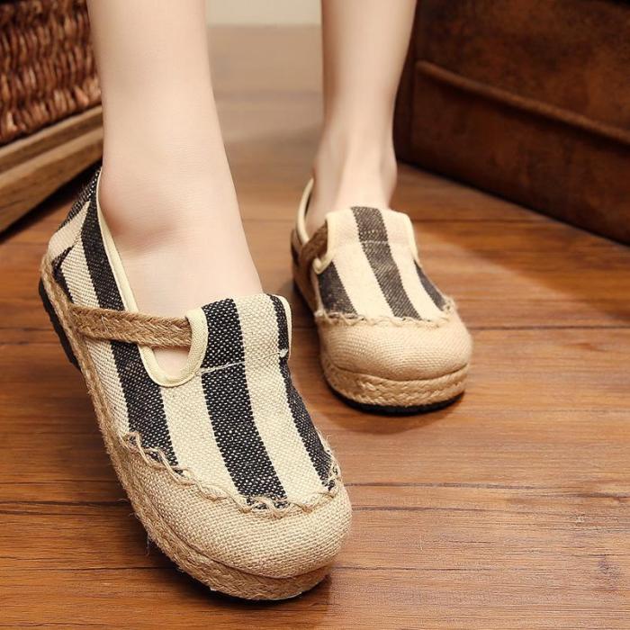 Casual Stripes Women's Slip-On Cotton Loafers
