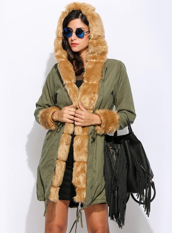 Cony Hair Warm Vintage Long Sleeve Hoodie Cotton Holiday Coat