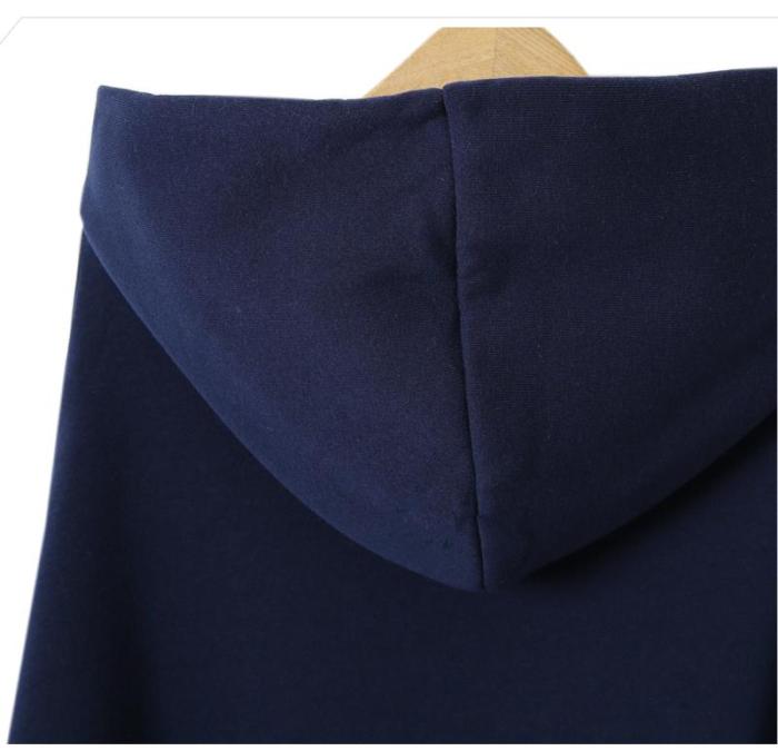 Thickened Asymmetrical Long Sleeve Hoody With Cap