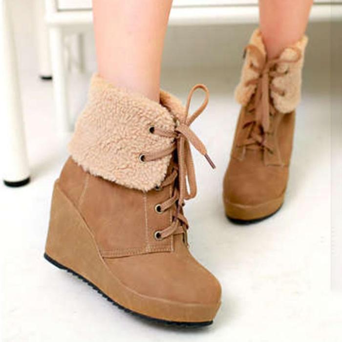 Women Wedge Boots Casual Shoes