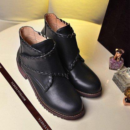 Brown Daily Chunky Heel PU Magic Tape Spring/Fall Boots