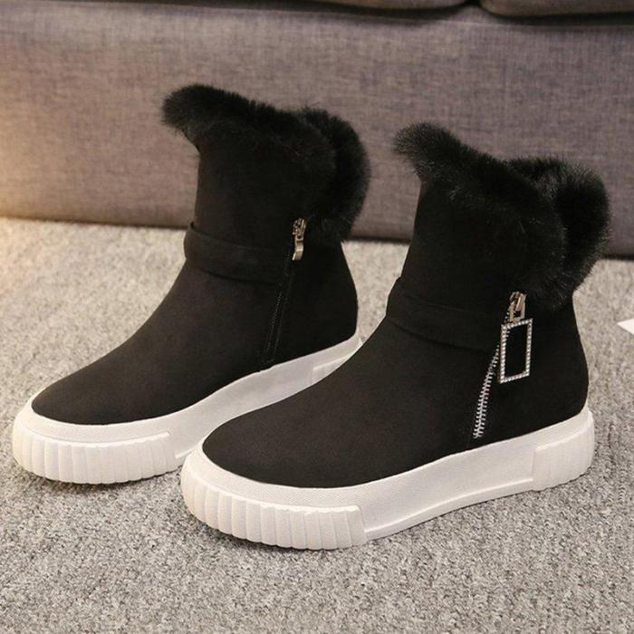 Women Casual Leopard Boots Zipper Shoes