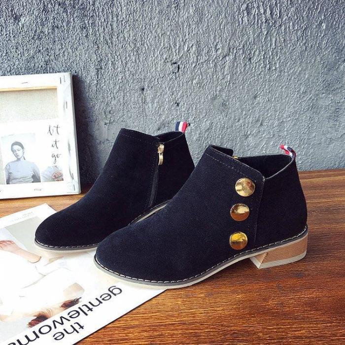 Khaki Suede Chunky Heel Spring/Fall Daily Zipper Boots