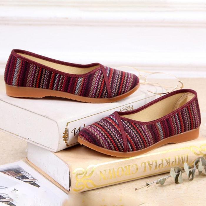 Women Canvas Flats Casual Comfort Slip On Shoes