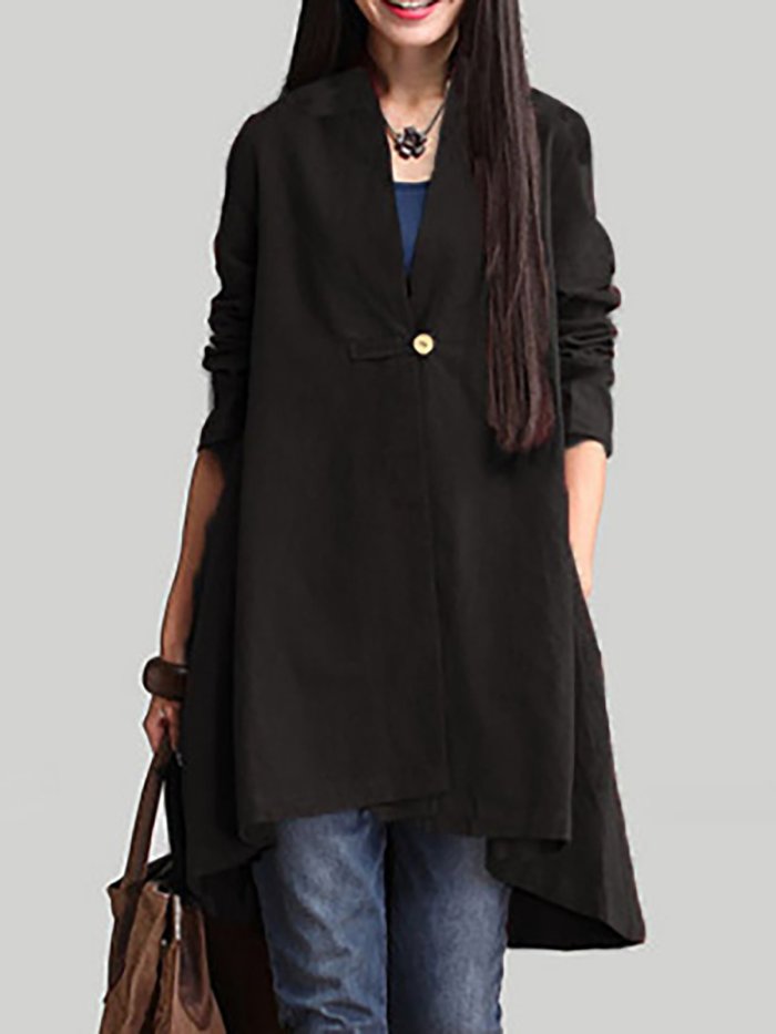Buttoned Solid Cotton Ponchos & Cape