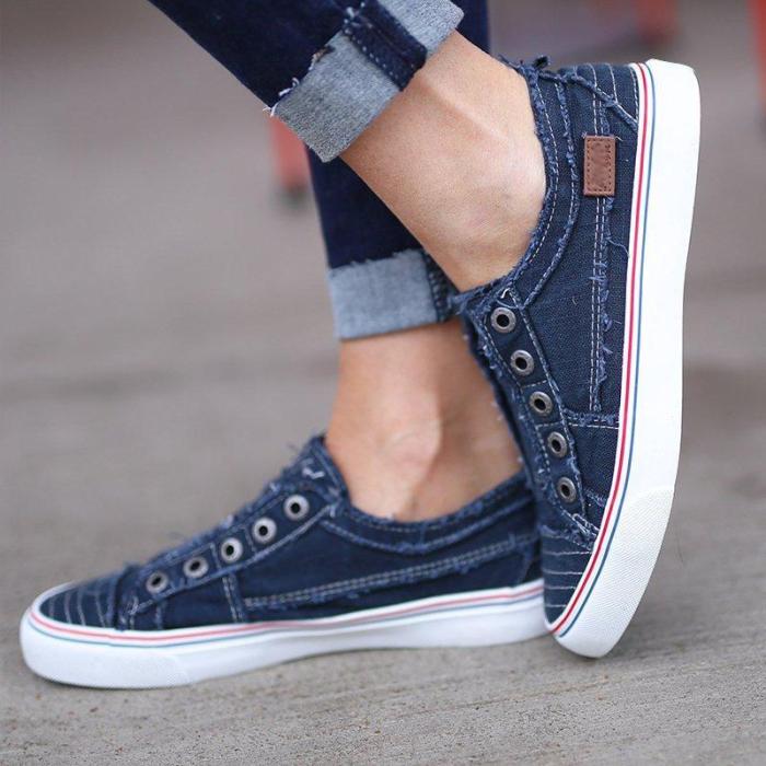 Women Canvas Casual Flats Shoes Vintage Sneaker Loafers