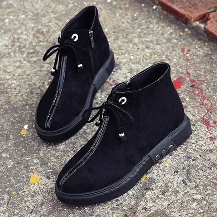 Women Flocking Booties Casual Comfort Zipper Shoes