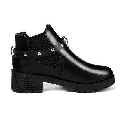 Women Adjustable Buckle Chunky Heel Spring/Fall Boots