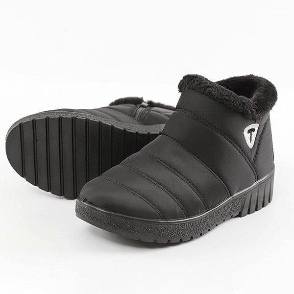 Warm Waterproof Cloth Low Heel Snow Boots