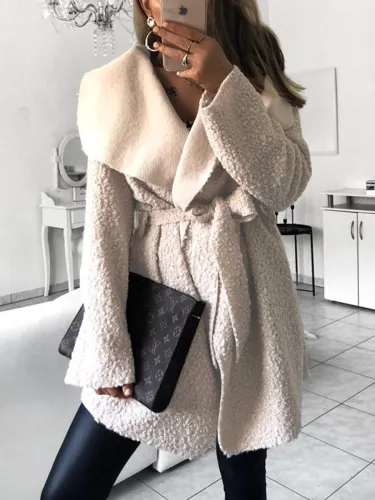 Vintage Shawl Neck Long Sleeve Cardigans With Belt