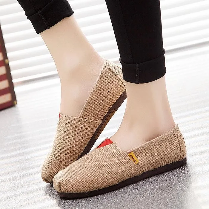 Deep Gray Daily Spring/Fall Flat Heel Braided Canvas Flats