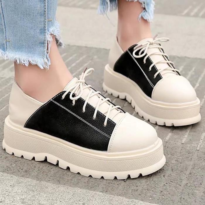 Brown All Season Casual PU Lace-up Oxfords