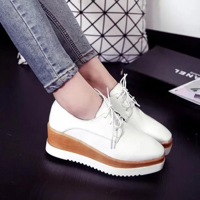 Women Creepers Loafers Casual Comfort Lace Up Shoes