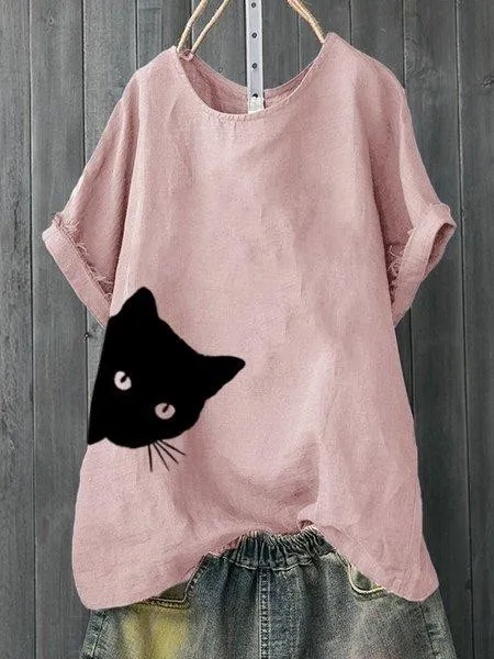 Casual Animal Printed Short Sleeve Shirts & Tops