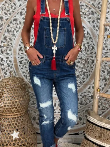 Square Neck Cotton-Blend Casual One-Pieces