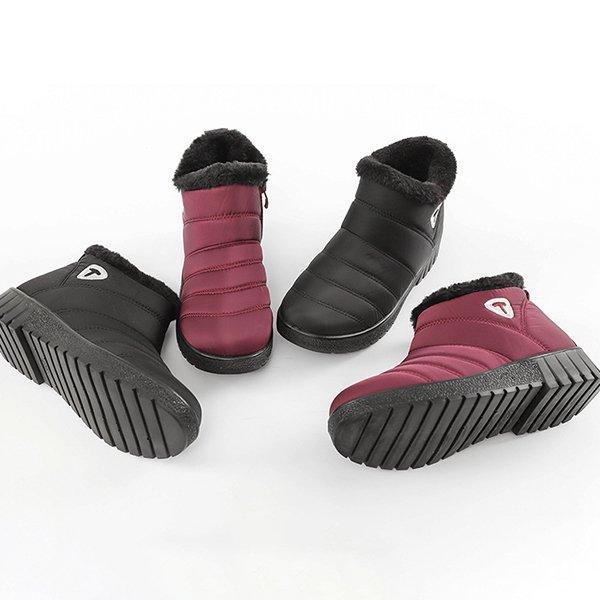 Warm Waterproof Cloth Low Heel Snow Boots