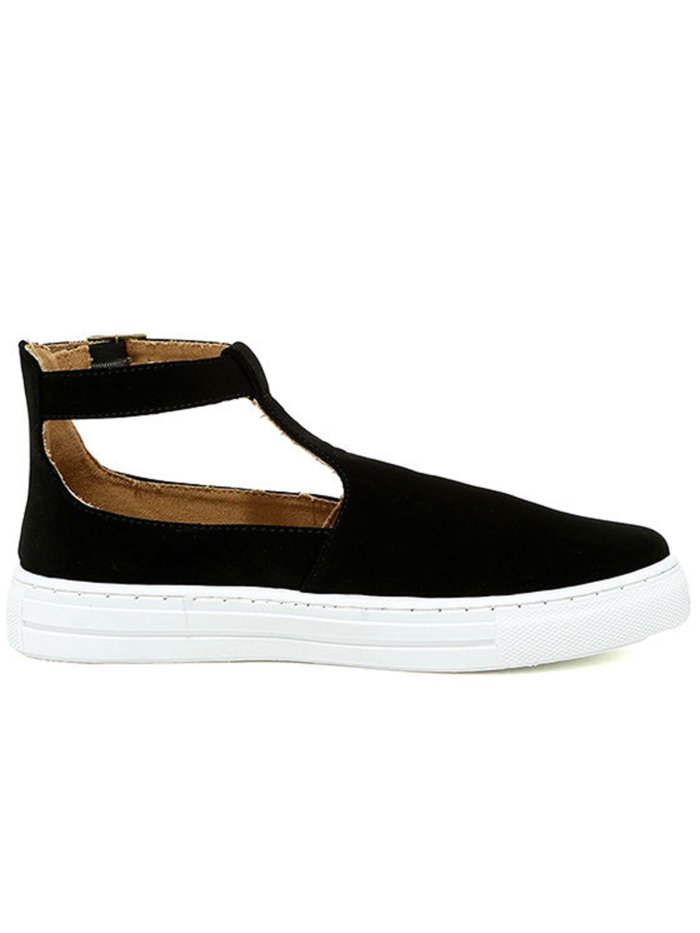Women Spring Ankle Boots Cut Out Strap Buckle Flats