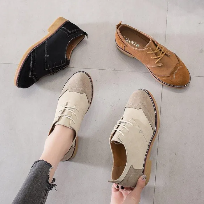 Women Artificial Leather Panel Casual Low Heel Flats