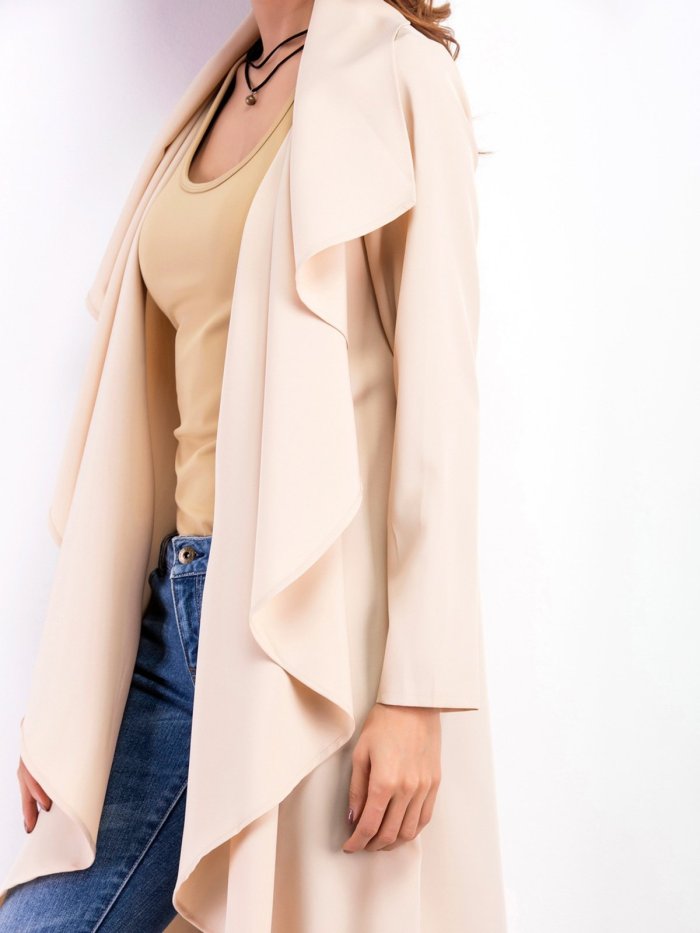Long Sleeve Shawl Collar Casual Solid Trench Coat