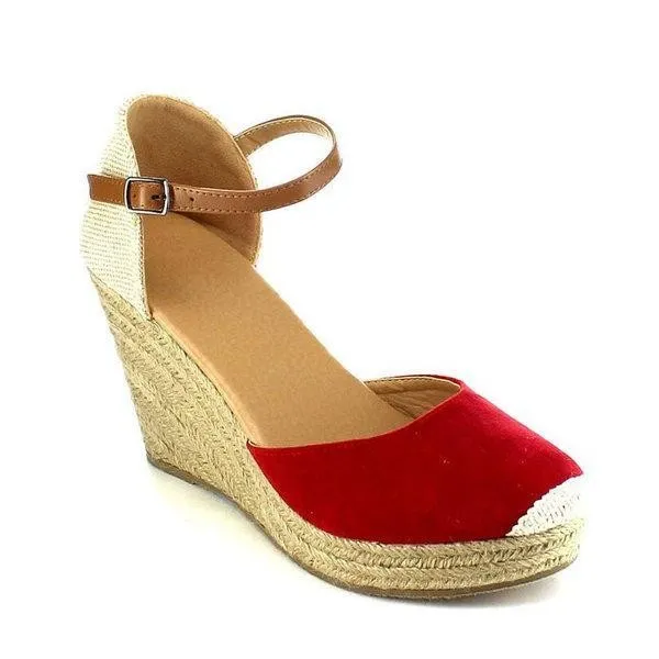 Women Ankle Strap Espadrilles Wedges closed toe sandals