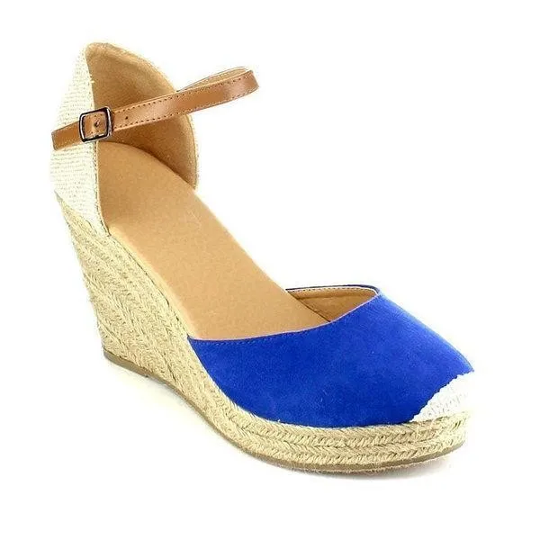 Women Ankle Strap Espadrilles Wedges closed toe sandals