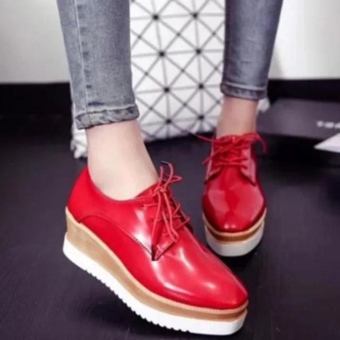 Women Creepers Loafers Casual Comfort Lace Up Shoes