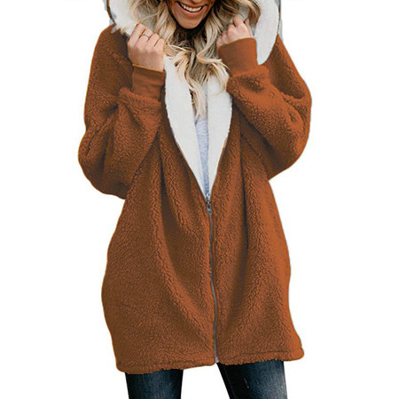 Zipper Solid Sweet Long Sleeve Hoodie & Coat