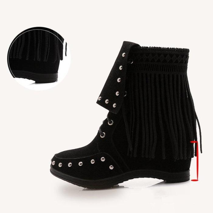 Women Vintage Booties Casual Plus Size Slip On Shoes