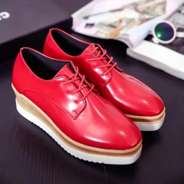 Women Creepers Loafers Casual Comfort Lace Up Shoes