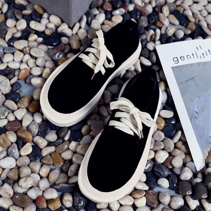 Women Artificial Suede Loafers Casual Comfort Lace Up Shoes