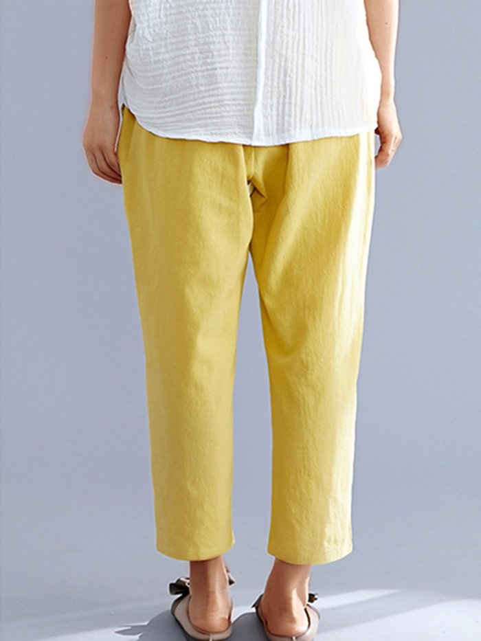 Plus Size Women Plain Casual Pants