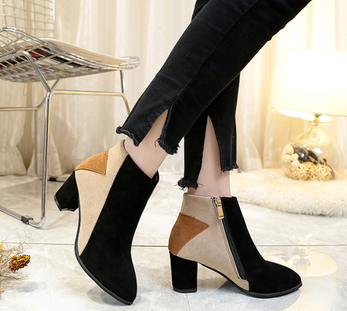 Nude Date Faux Suede Applique High Heel Boot