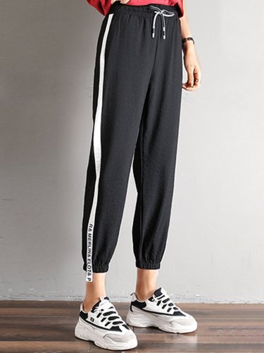 Plus Size Women Cotton Solid Casual Pants