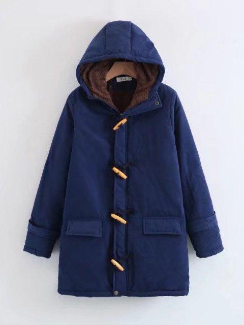 Horn Button Long Sleeve Cotton Quilted Coat